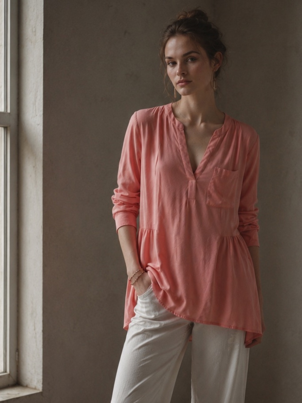 Maeve Anthropologie Pink Rayon Silky Blouse Size 8